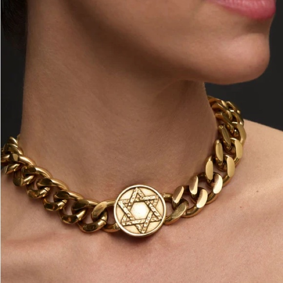 ST. MORAN David 18k GP Star Of David Gold Coin Chain Judaica Necklace - Picture 8 of 9